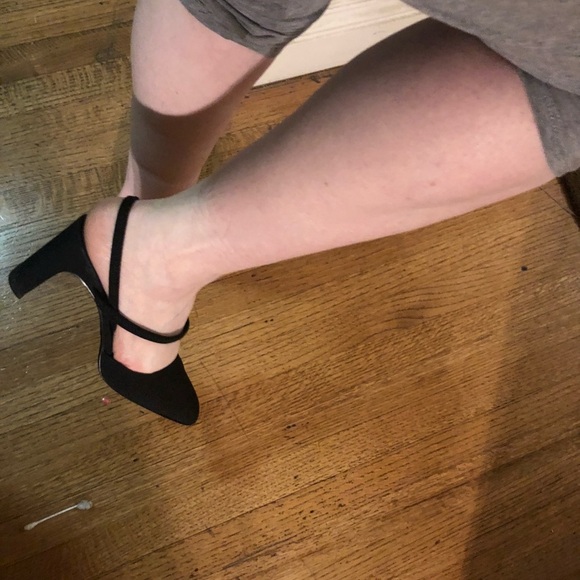 POINTED TOE SLING BACK HEELS BLACK HILLARD and HANSON GUC Sz 7 1/2 - Picture 7 of 12